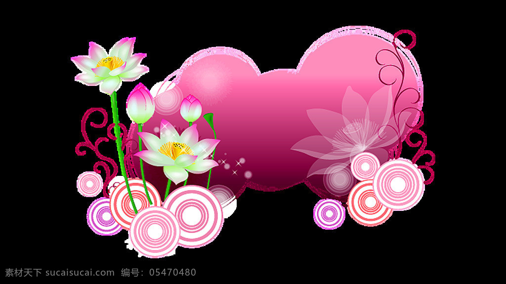 唯美 粉色 花朵 元素 粉色花朵 免扣 丝带