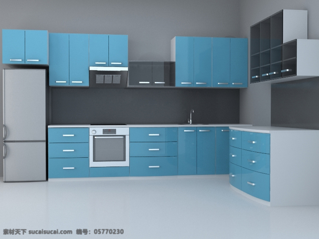 3d 精美 现代 整体厨房 模型 模板下载 图 片图片下载 max 灰色