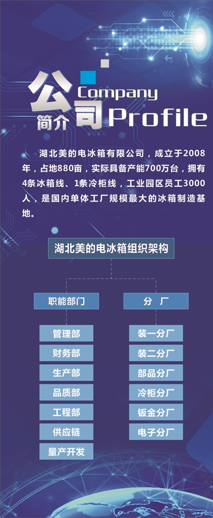公司简介 公司 简介 展架 易拉宝 蓝色 科技 地球 科技感