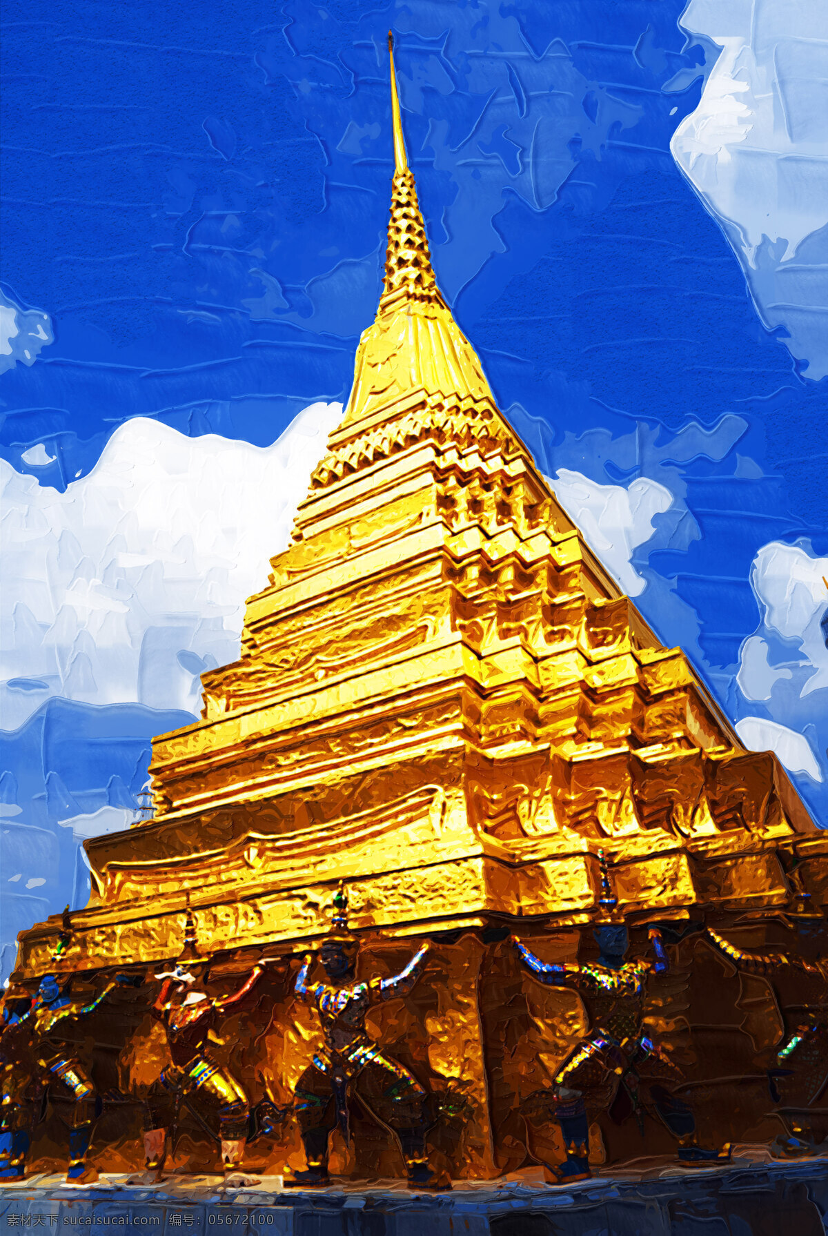 东南亚 风情 油画 寺庙 泰国 文化艺术 钟 宗教信仰