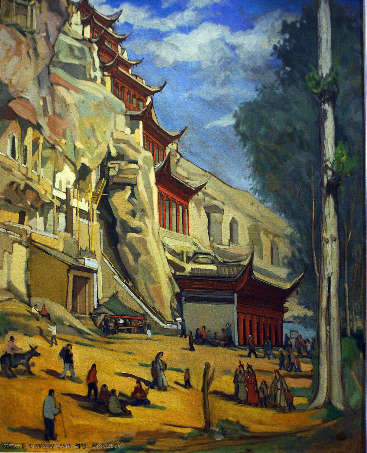 藏族 佛教 甘肃 绘画书法 寺庙 文化艺术 西藏 敦煌油画 非高清 油画 敦煌石窟 莫高窟 装饰素材