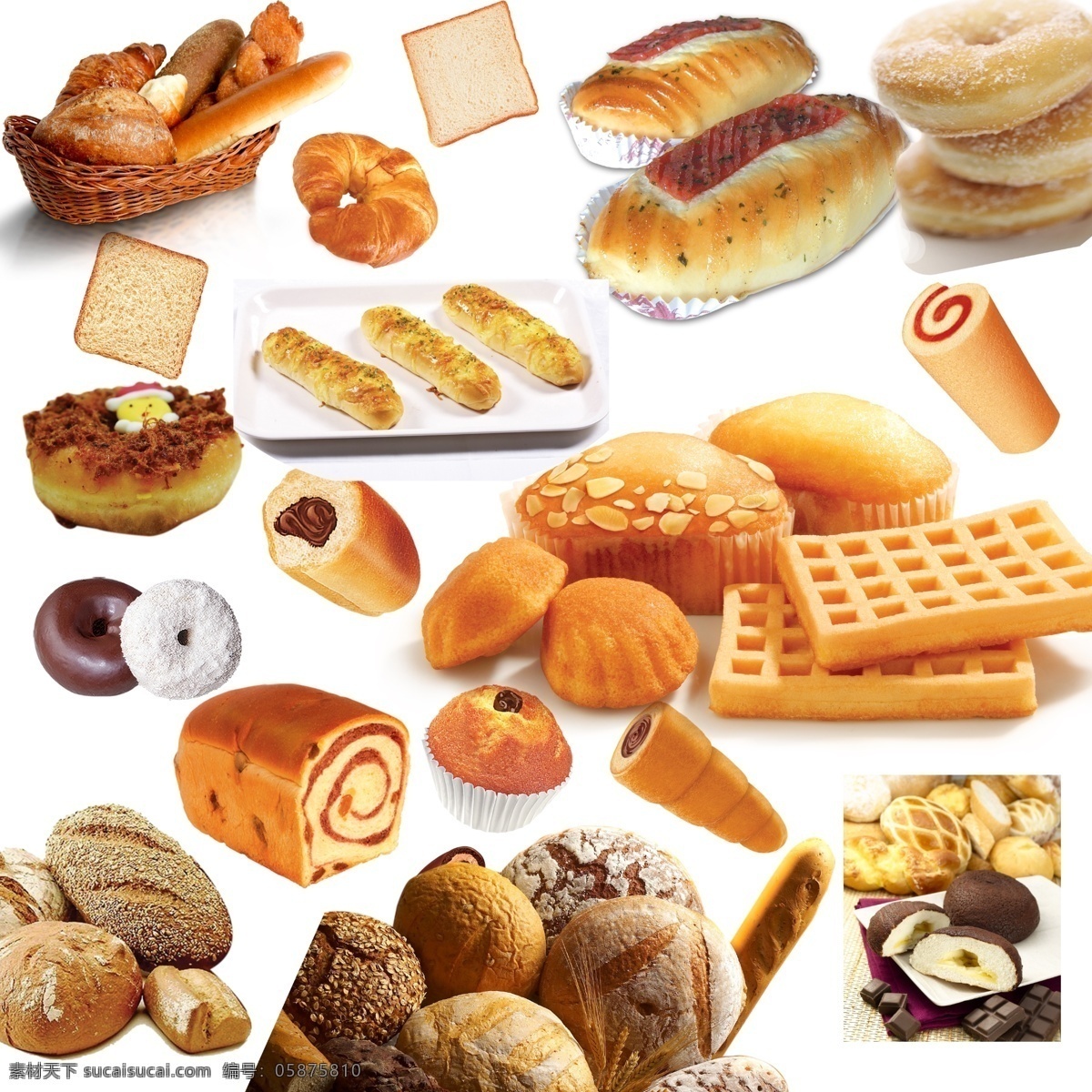 面包素材 面包 营养面包 燕麦面包 圆形面包 芝麻面包 蛋糕 甜点 点心 西点 麻花面包 分层 源文件