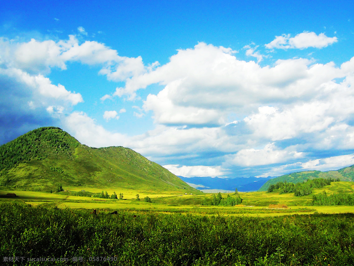 自然景观 新疆 那拉提 风景 树木 草地 牧场 山脉 云彩 蓝天 白云 新疆风光 自然风景 旅游摄影