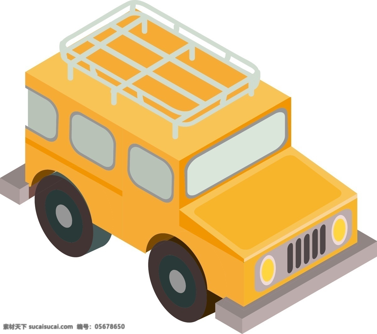 d 车顶 行李架 黄色 越野 吉普 汽车 原创元素 汽车元素 黄色汽车 越野吉普汽车