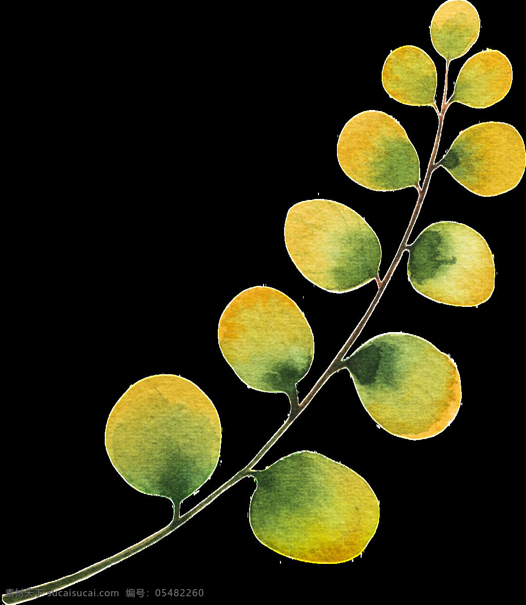 枝 小 叶片 树枝 矢量 黄色 绿色 平面素材 设计素材 矢量素材 叶子 植物