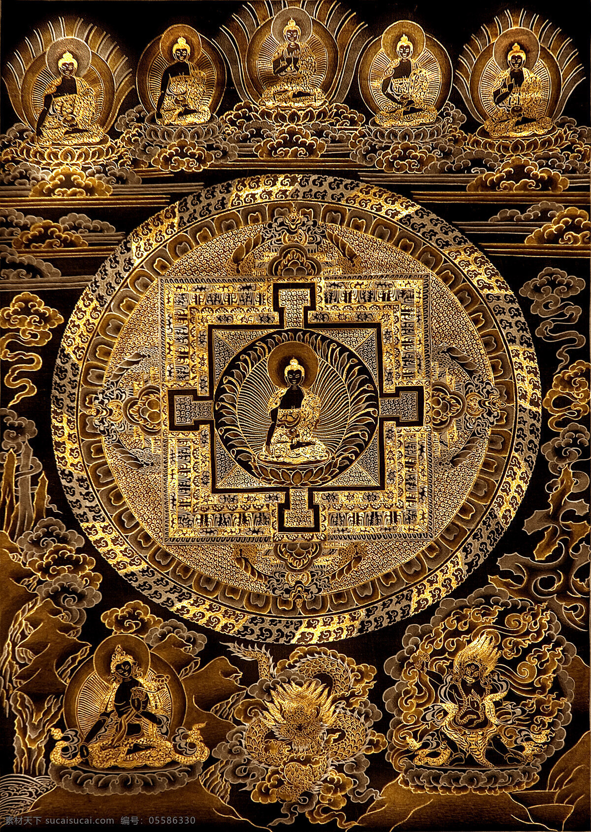 金色唐卡 唐卡 宗教 手绘 佛像 坛城 信仰 文化 图腾 文化艺术 宗教信仰