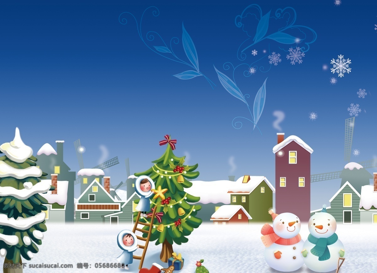 唯美 圣诞节 平安夜 背景 雪地 星空背景 圣诞树 圣诞素材 下雪 广告背景 圣诞节促销