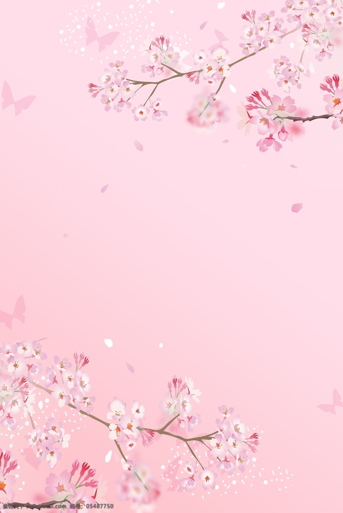 浪漫 唯美 樱花 季 背景 樱花季 花朵 粉色 春天 立春 手绘 简约 清新