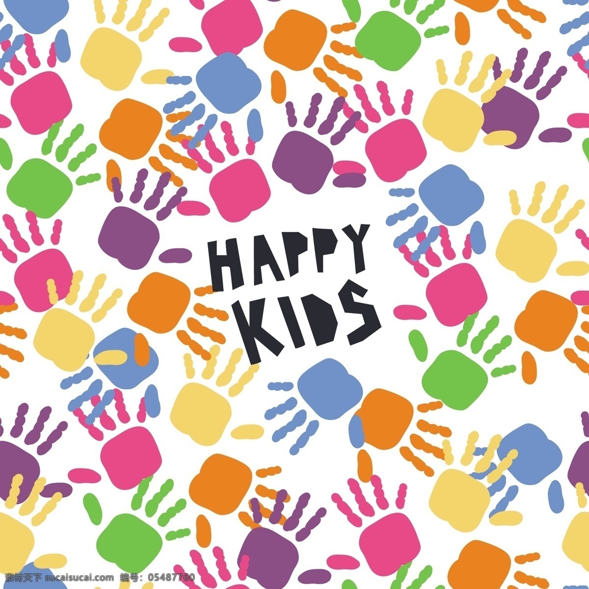 儿童手掌 彩色 幼儿园 欢乐 手印