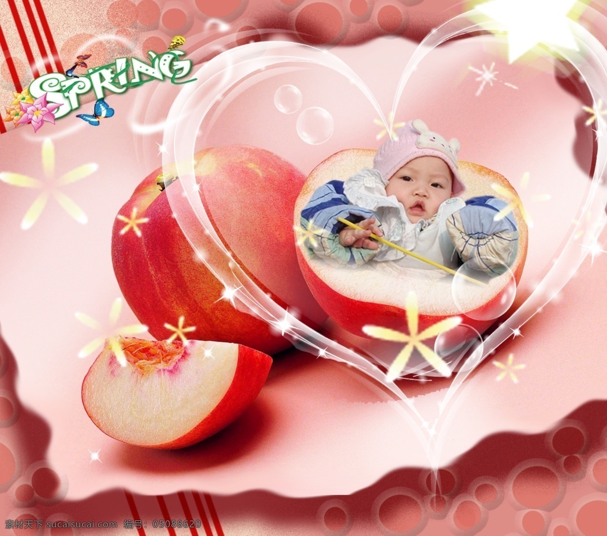 分层 儿童摄影 分层模板 花 苹果 水果 心型 源文件 宝宝 模板下载 水果宝宝 psd源文件 餐饮素材