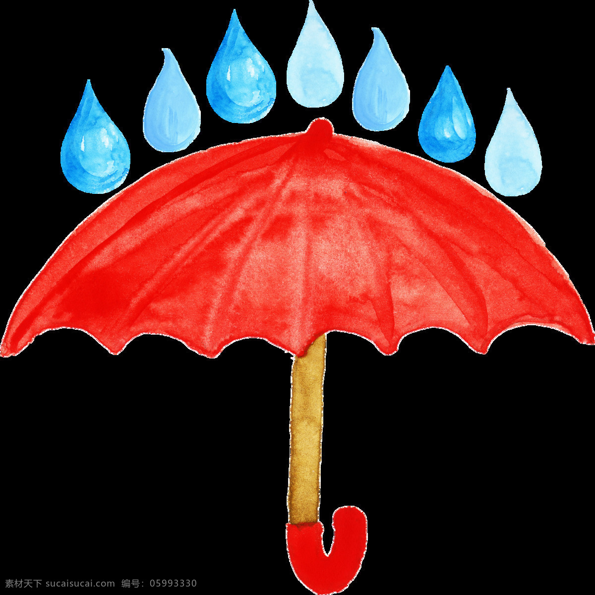 手绘 下雨天 打伞 透明 红色 卡通 蓝色 免扣素材 透明素材 雨滴 雨伞 装饰图案