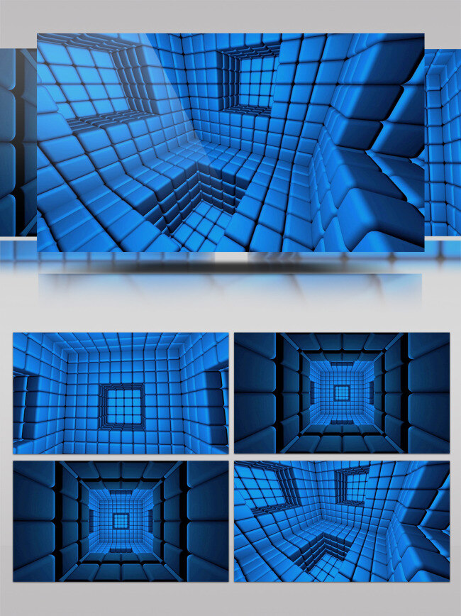 蓝色 正 方块 组成 立体 空间 视频 科技蓝色 正方块 拼接组合 三维空间 影视后期 视频素材 动态视频素材