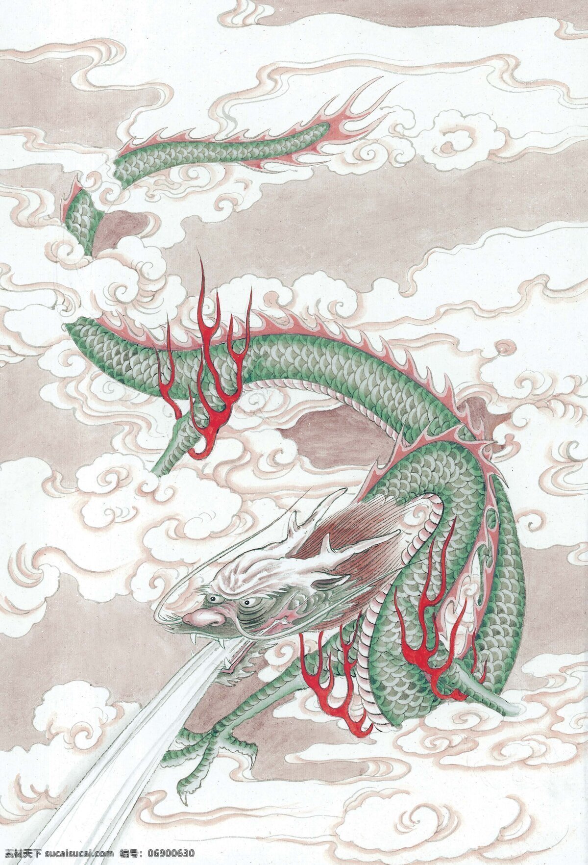 中国 龙 祥云 工笔 中国画 中国龙 装饰素材 无框画