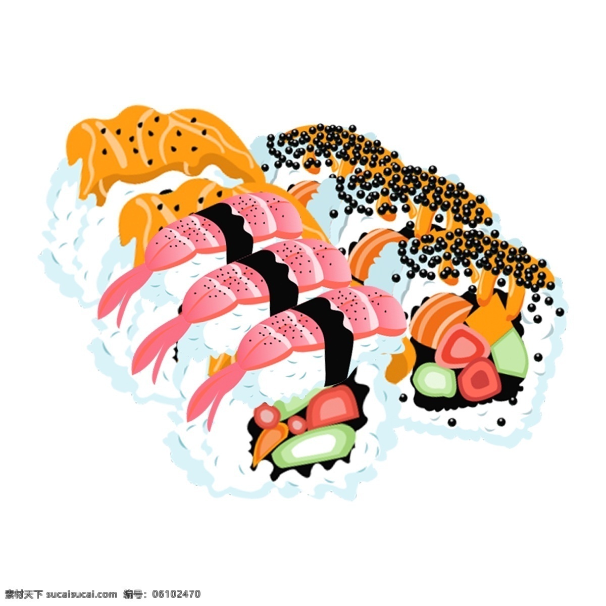 韩国 寿司 美食 免 抠 元素 韩国寿司 美味元素 png元素 插画