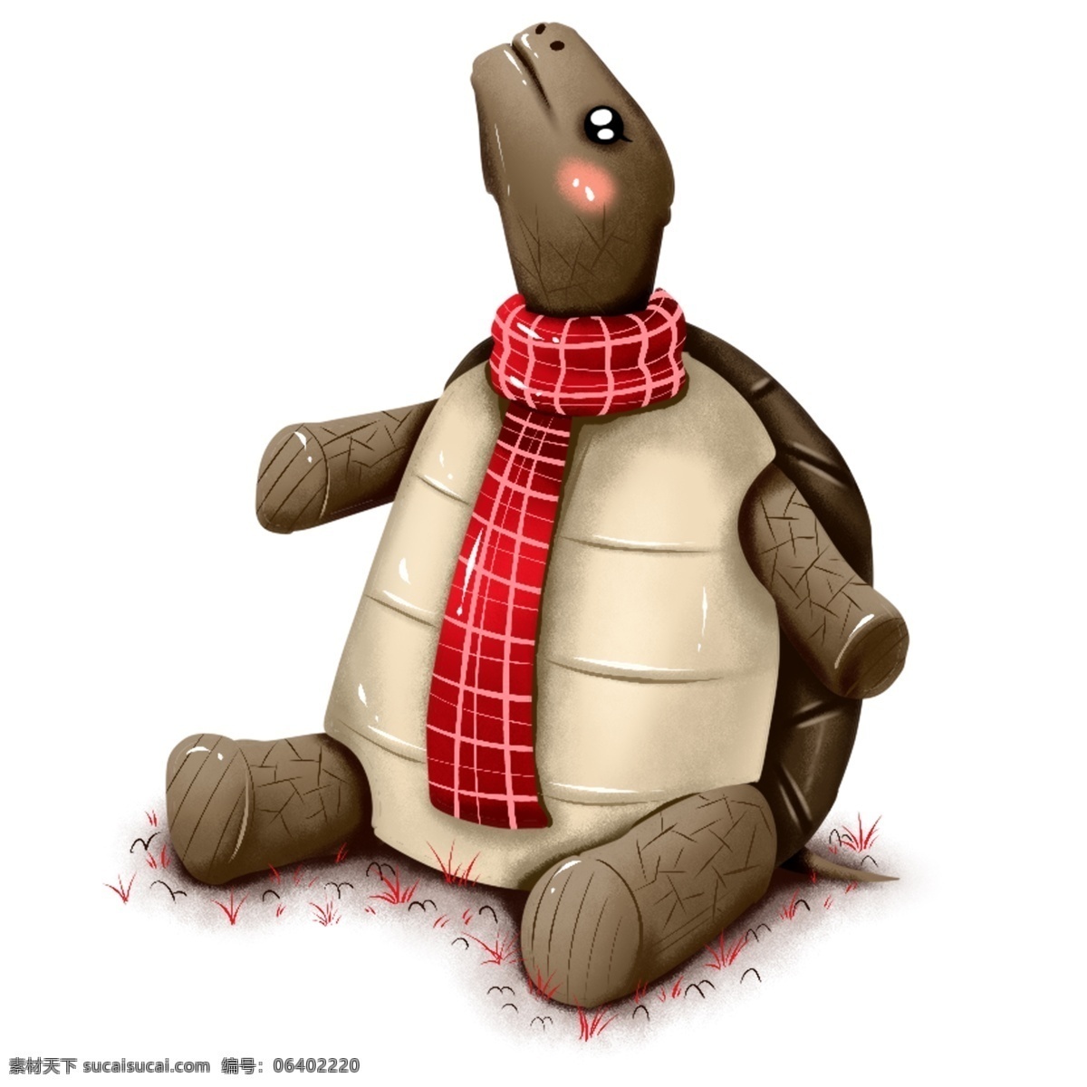 原创 手绘 动物 乌龟 冬季 冬日 围巾 爬行 类 元素 海报素材 商用 爬行类