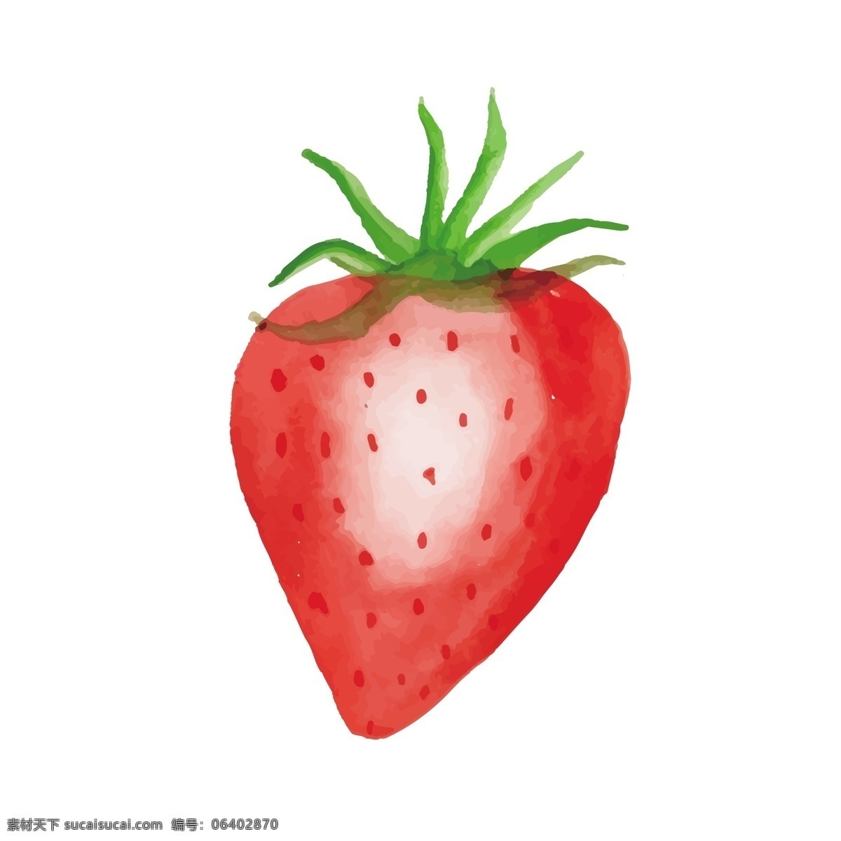 水彩 晶莹剔透 草莓 矢量 红色 红色草莓 卡通 卡通草莓 水彩风格 水彩手绘 手绘草莓
