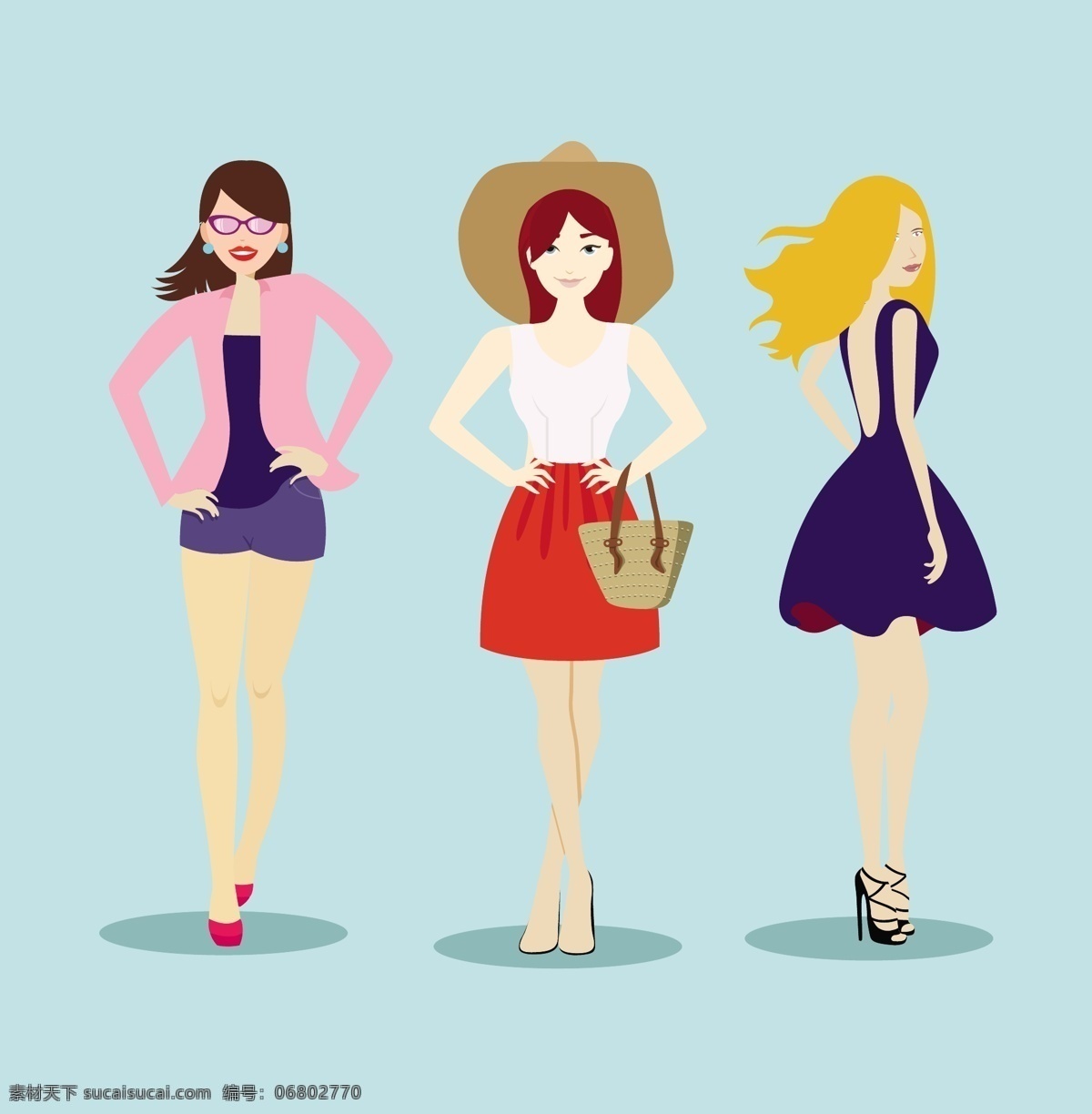 美丽 现代 女孩 时髦 衣服 矢量 插图 免费 美女 现在女孩 矢量图 服装