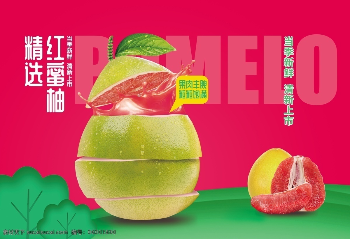 柚子海报 红柚 蜜柚 水果海报 海报 招贴设计