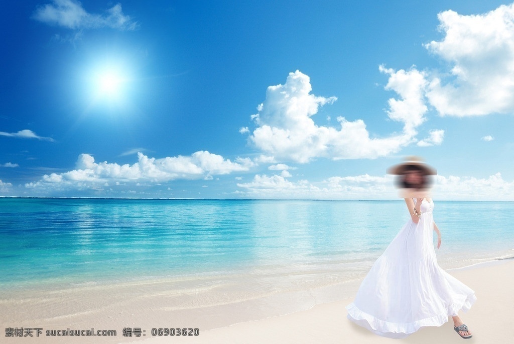 海景婚纱 蓝天 白云 海景 人 广告设计模板 源文件