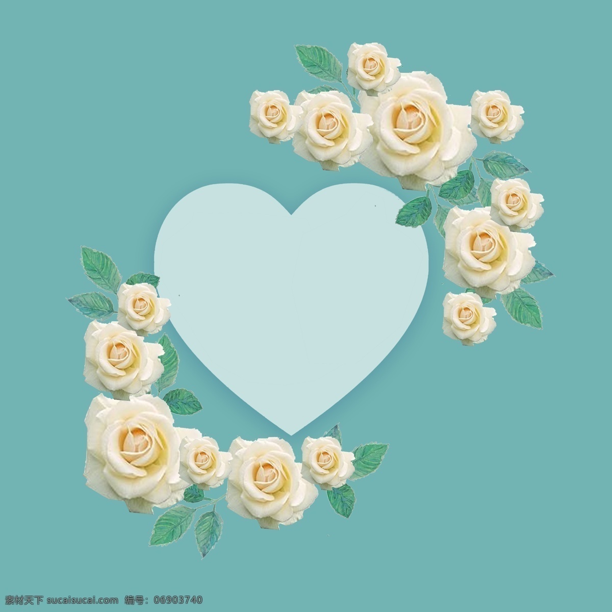 小清 新浪 漫 心形 边框 唯美 小清新 浪漫 白玫瑰