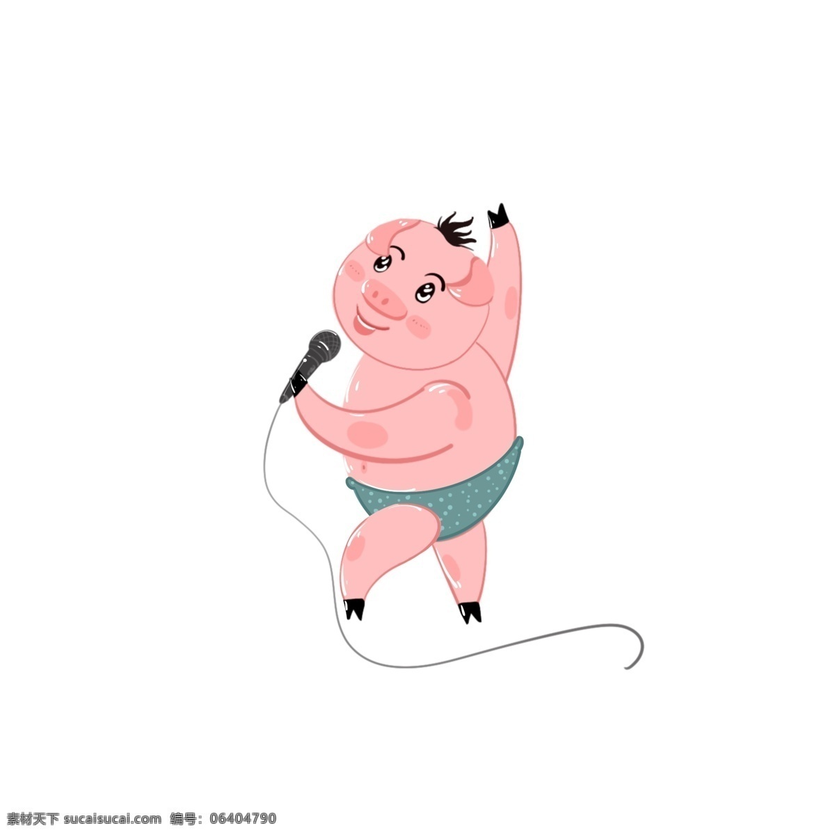 猪 元素 麦 霸 唱歌 话筒 跳舞 可爱 卡通 猪年