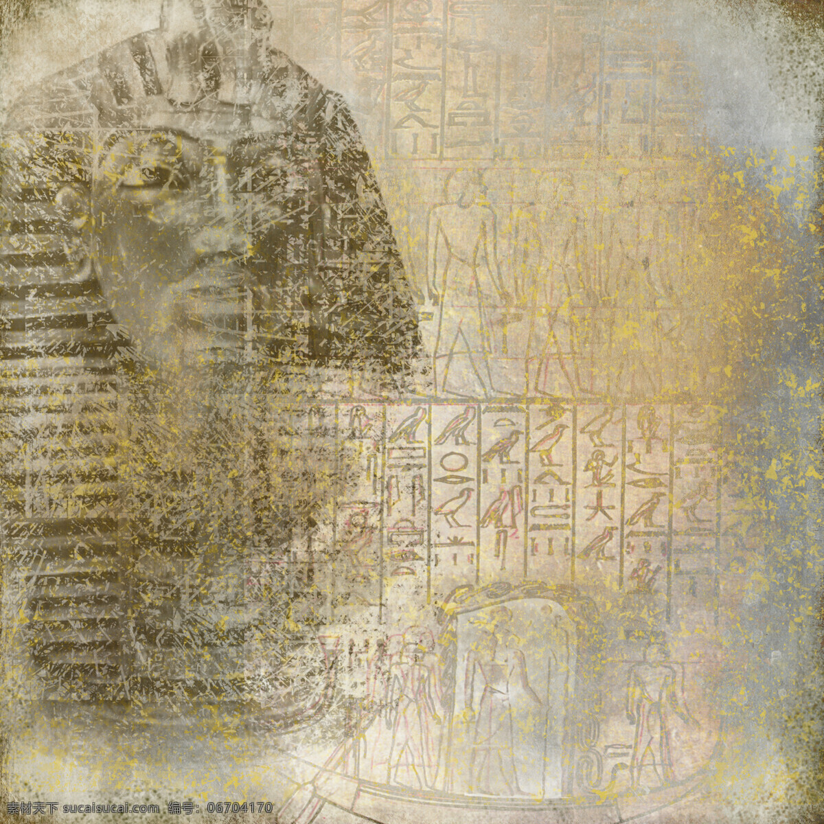埃及 法老 图案 背景 埃及法老 埃及传统图案 埃及图腾 埃及壁画 古埃及文化 其他艺术 文化艺术 黄色