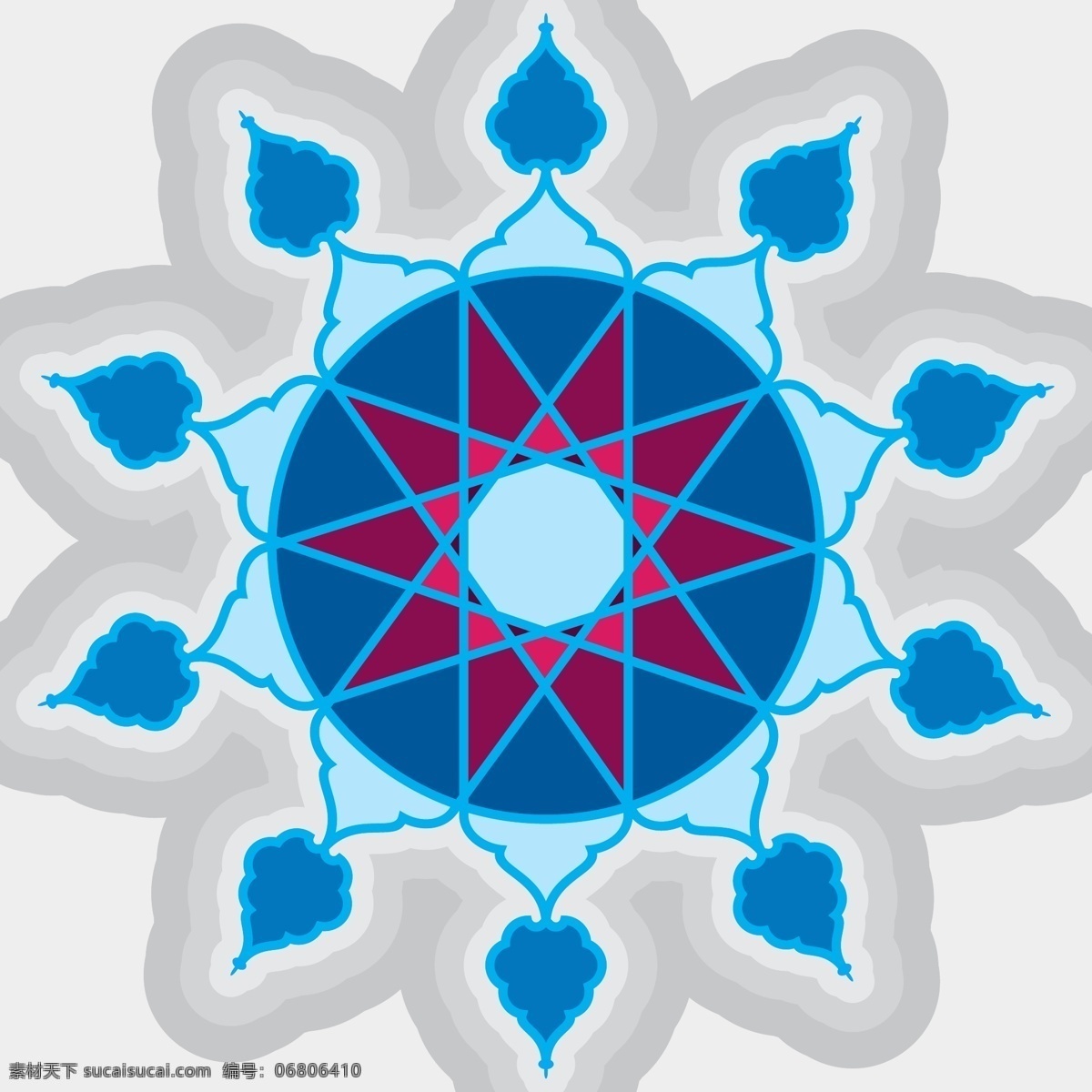 蓝色 伊斯兰 装饰 摘要花卉 几何 曼陀罗 阿拉伯语 锦缎 东方 花饰 主题 元素 传统 华丽 装饰元素 土耳其 白色