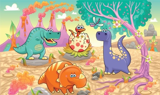 可爱 恐龙 时代 卡通 龙 各种恐龙 远古时代 漫画 插画 矢量素材 其他生物 生物世界 矢量
