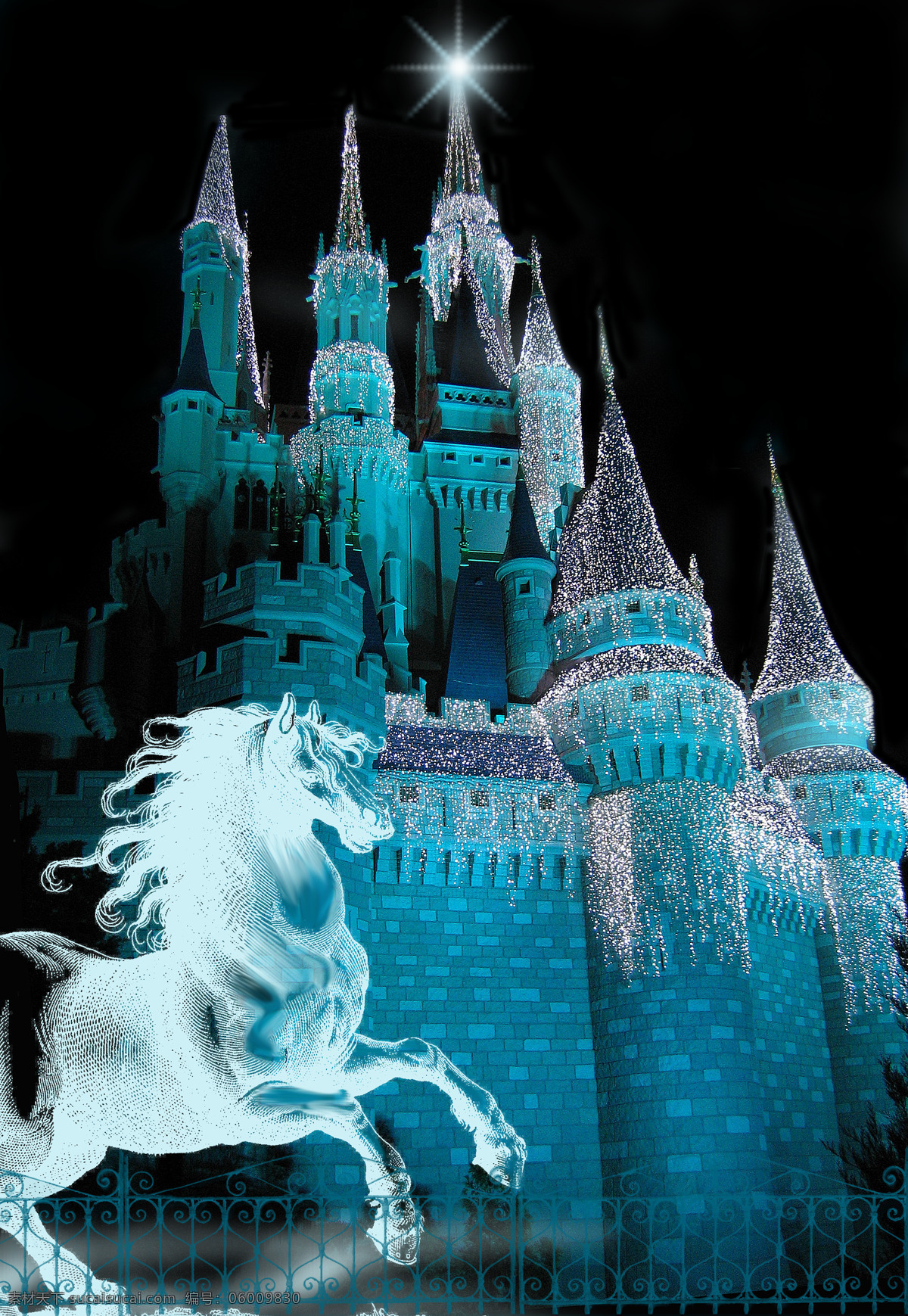 梦幻 城堡 背景 水鸭 ps笔刷