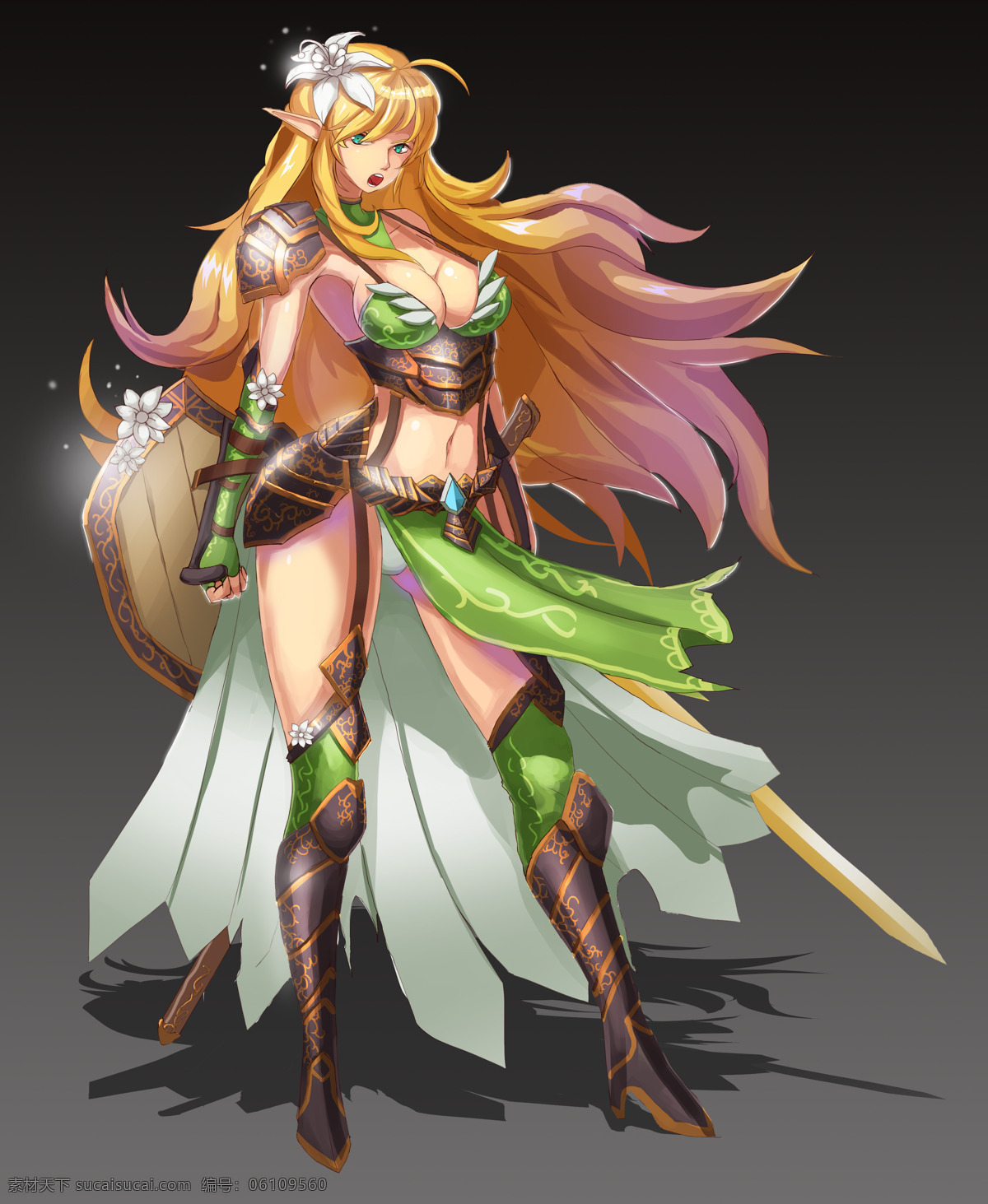 盖亚 骑士 精灵 美少女 神话 金发 动漫动画 动漫人物