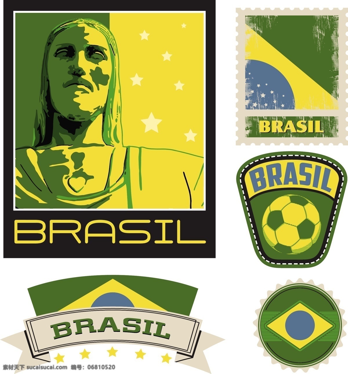 绿色 巴西 标志 背景 模板下载 神父 横幅 足球 邮票 背 体育运动 生活百科 矢量素材 白色