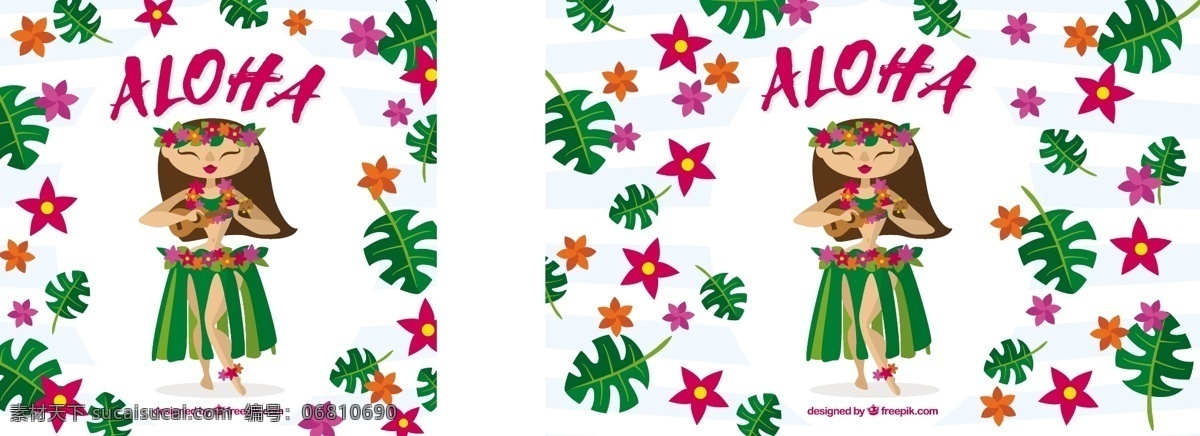 可爱 夏威夷 女孩 花 叶 背景 夏天 花的背景 热带 花背景 树 菠萝 棕榈 阿罗哈 季节 热带花卉 背景的花朵 冲浪板
