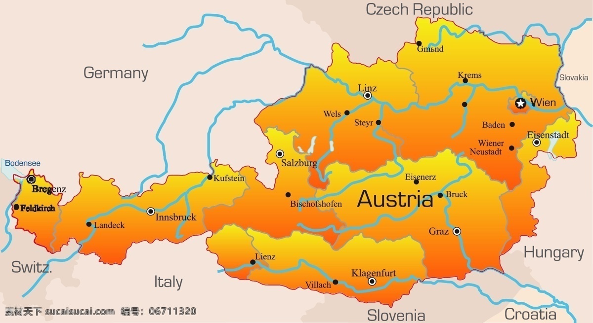 欧洲 矢量 地图 橙 黄色的 矢量图 其他矢量图
