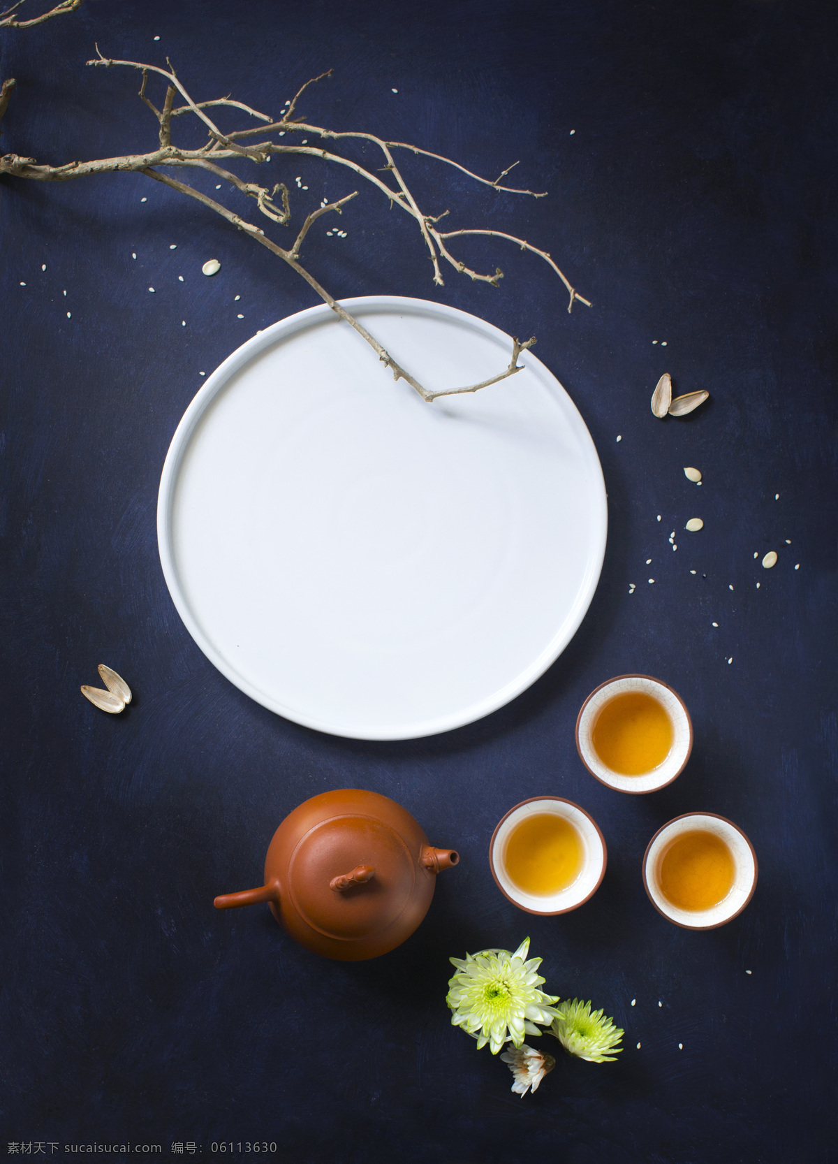 圆盘 茶具 国风 背景 海报 素材图片