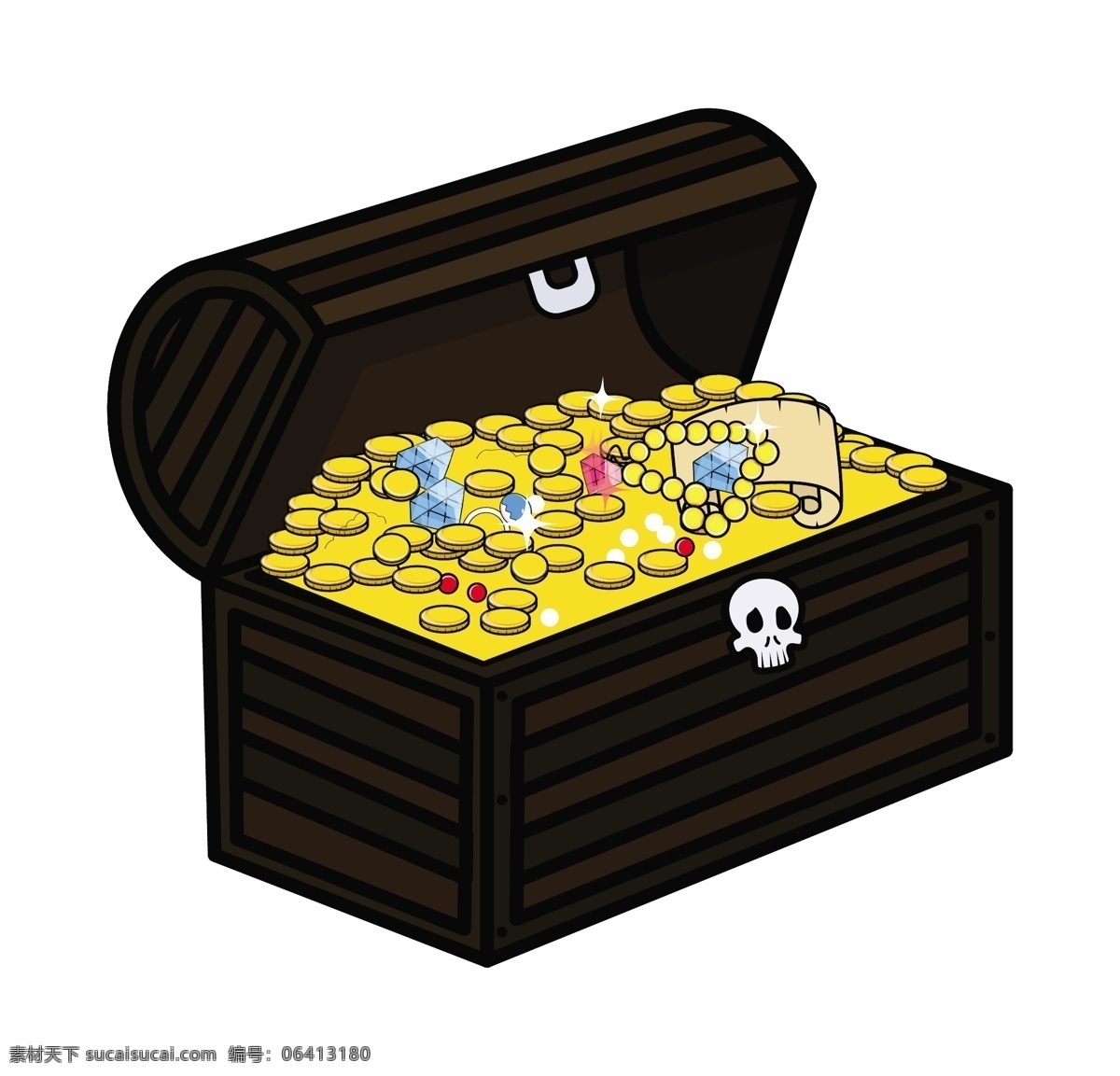 古代 宝物 箱 卡通 矢量图 商务金融