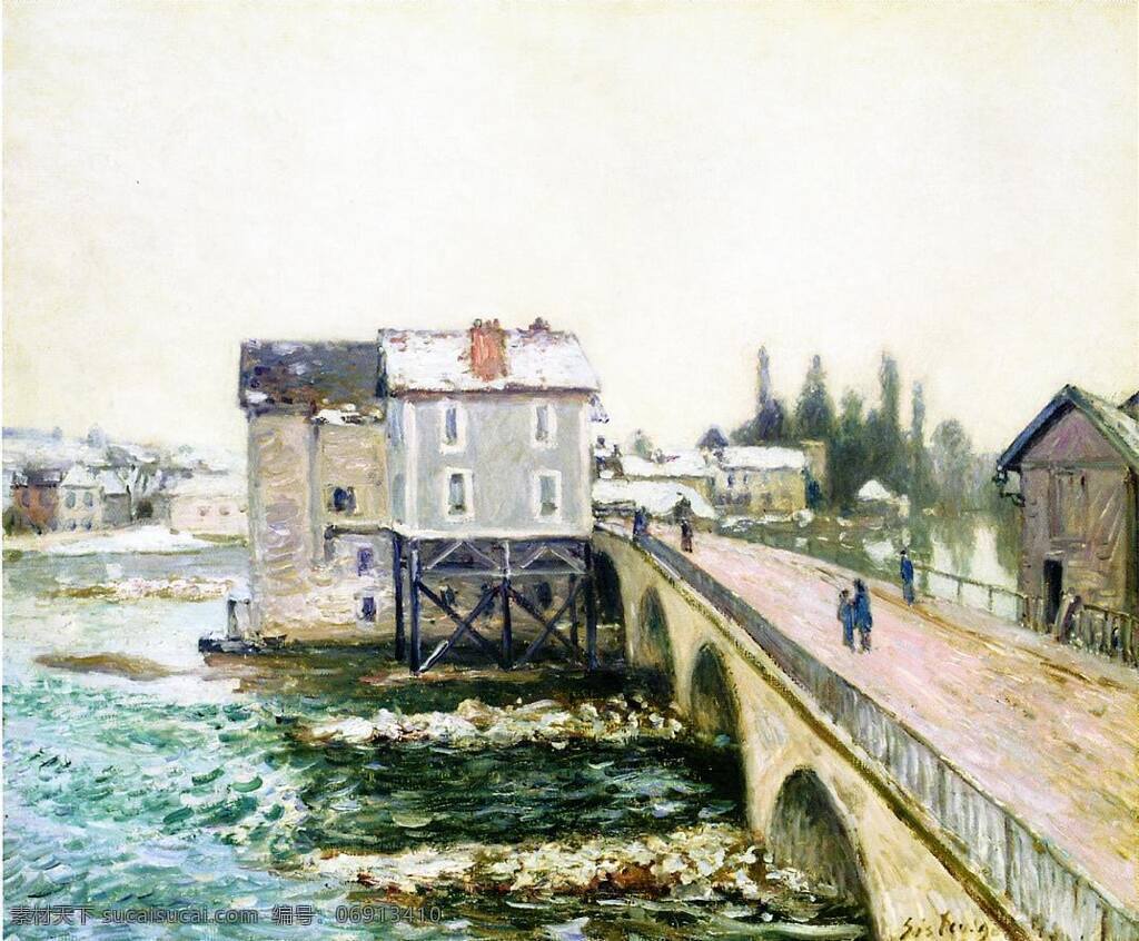 sisley 印象派 风景 自然 油画 装饰画 法国 画家 阿尔弗雷德 西 斯莱 alfred