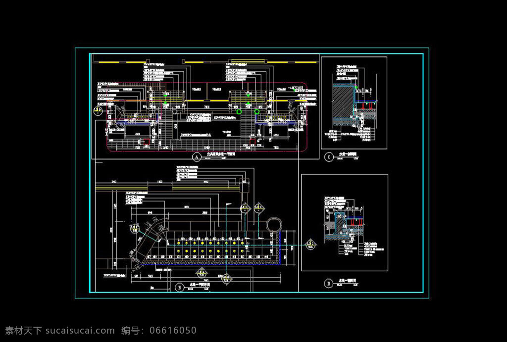 公共 花园 水景 平面图 园林景观 dwg 黑色