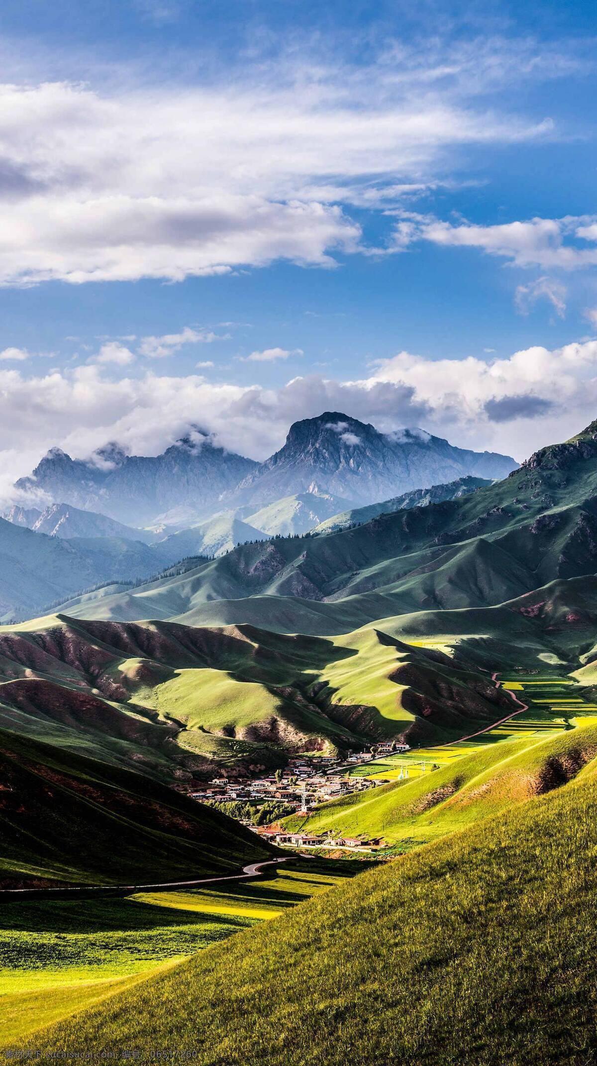 高原美景 高原 蓝天 山川 涤荡起伏 壮观 晴空万里 自然景观 自然风景