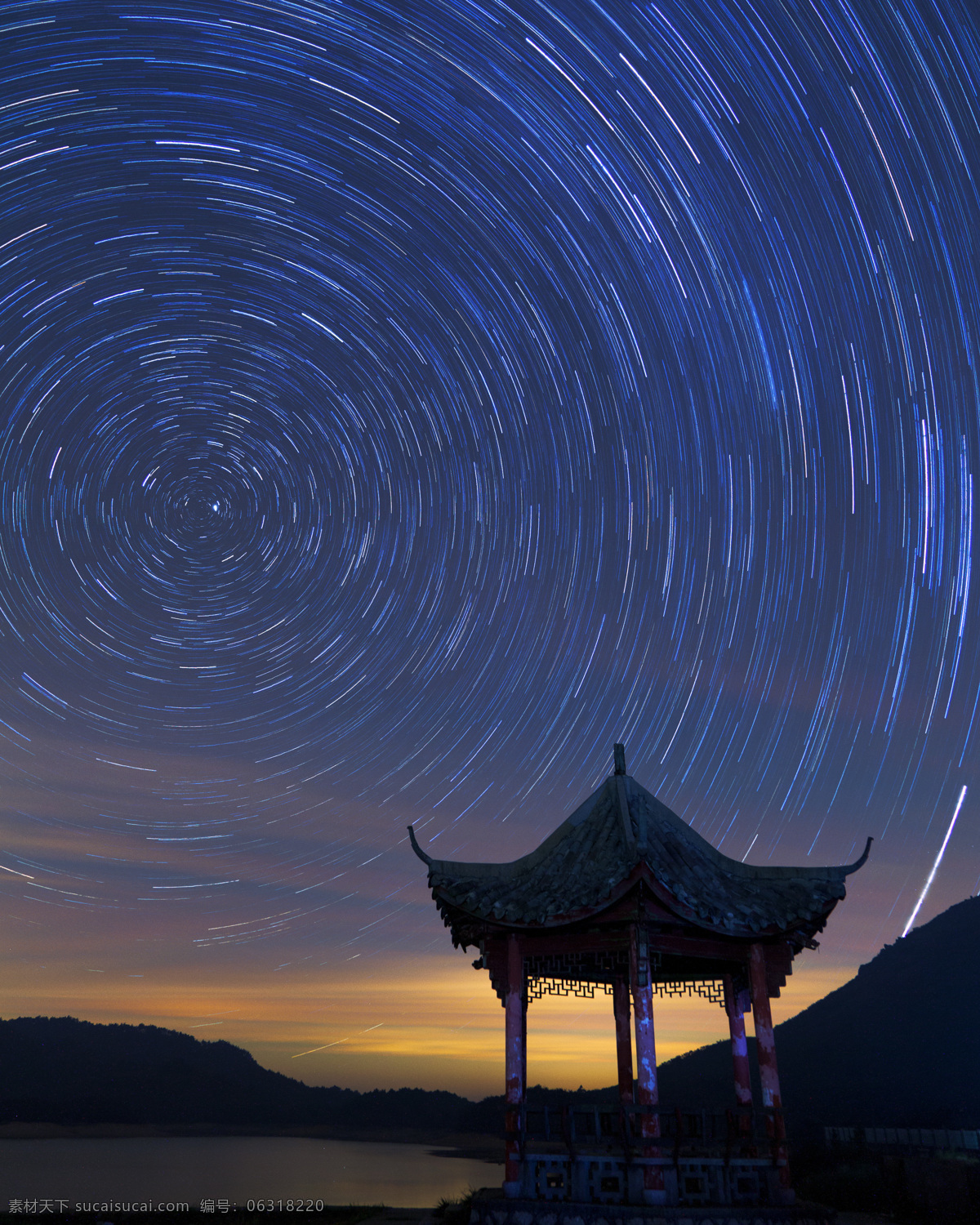 天池星轨 浙江 临安 天池 千顷塘水库 星轨 夜 自然景观 自然风景