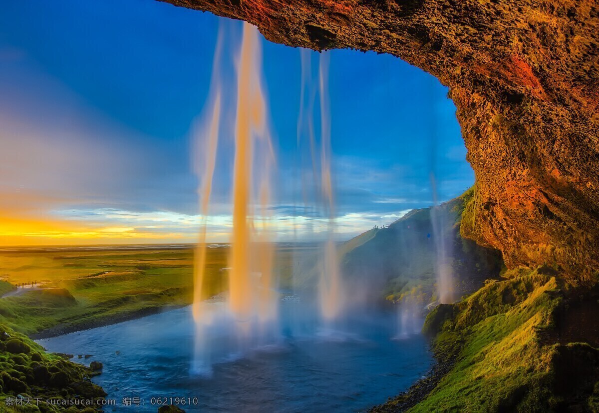 冰岛大瀑布 冰岛 大瀑布 蓝色 背景 旅游摄影 国外旅游