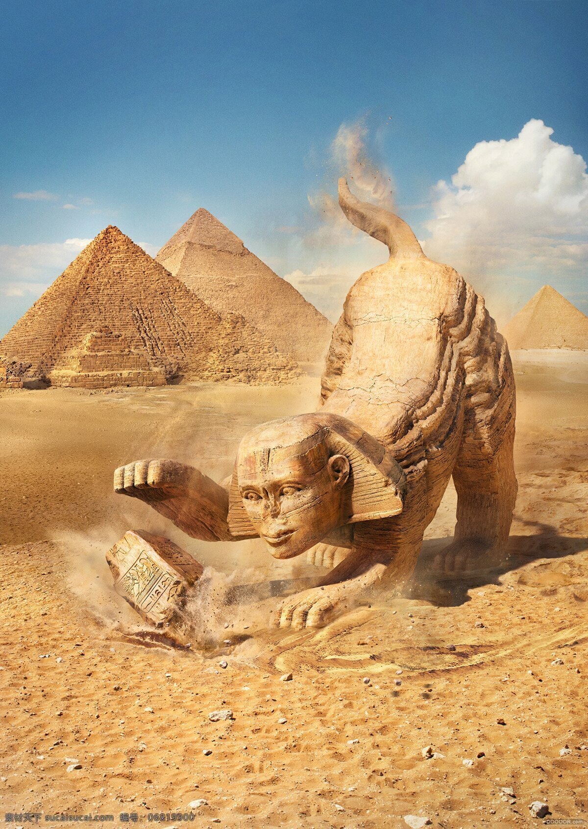 埃及金字塔 狮身人面像 埃及 四大文明古国 狮子 金字塔 创意 自然景观 自然风光