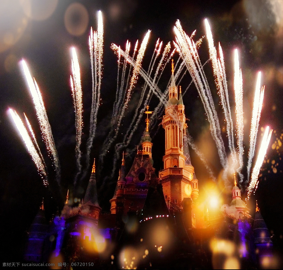 上海 迪士尼 乐园 焰火 表演 迪士尼乐园 迪斯尼 城堡 烟火 夜景 旅游摄影 国内旅游