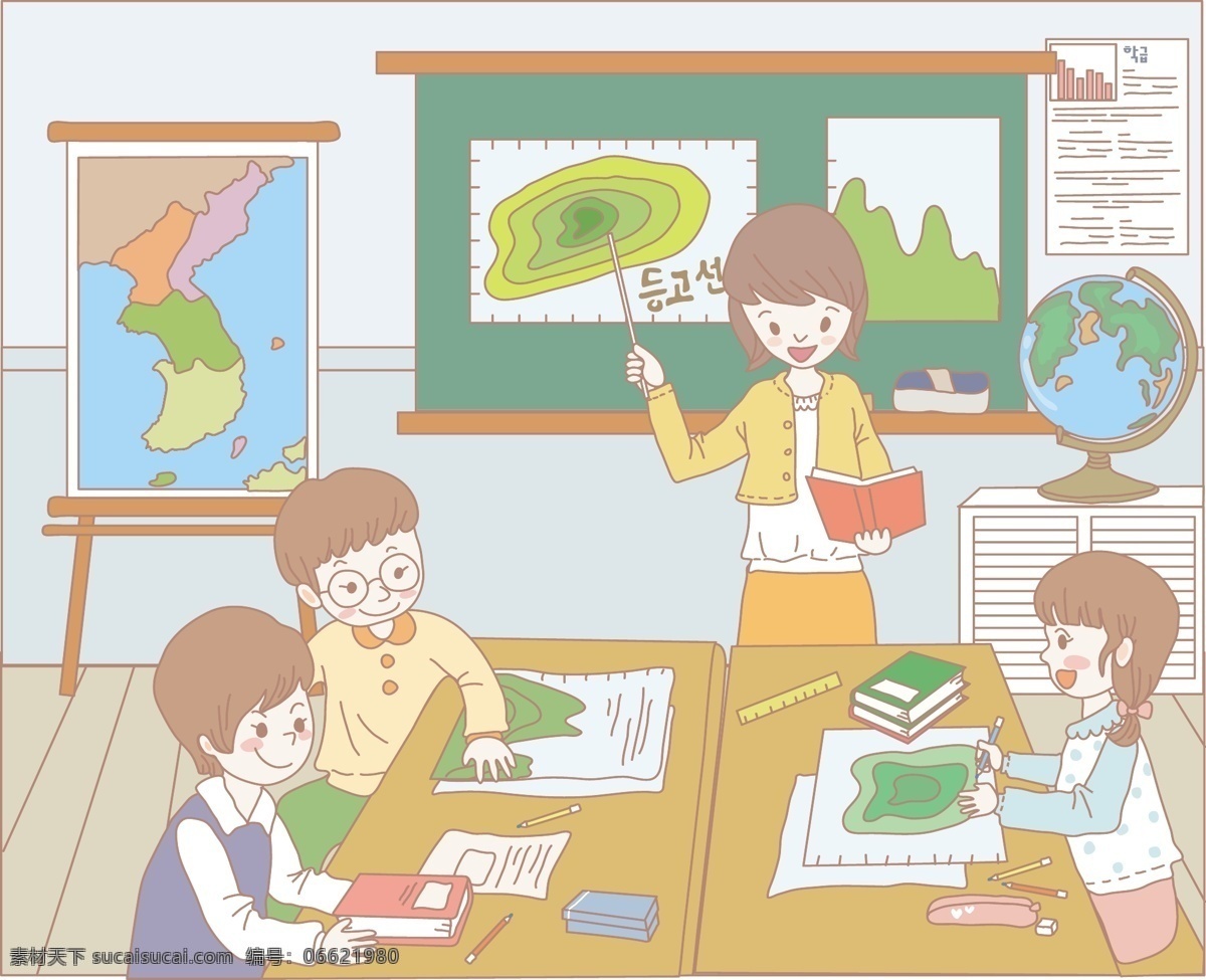 韩国 儿童 教学 矢量 地理 汉字 课程表 陶瓷 颜料 fruitbox 矢量图 其他矢量图
