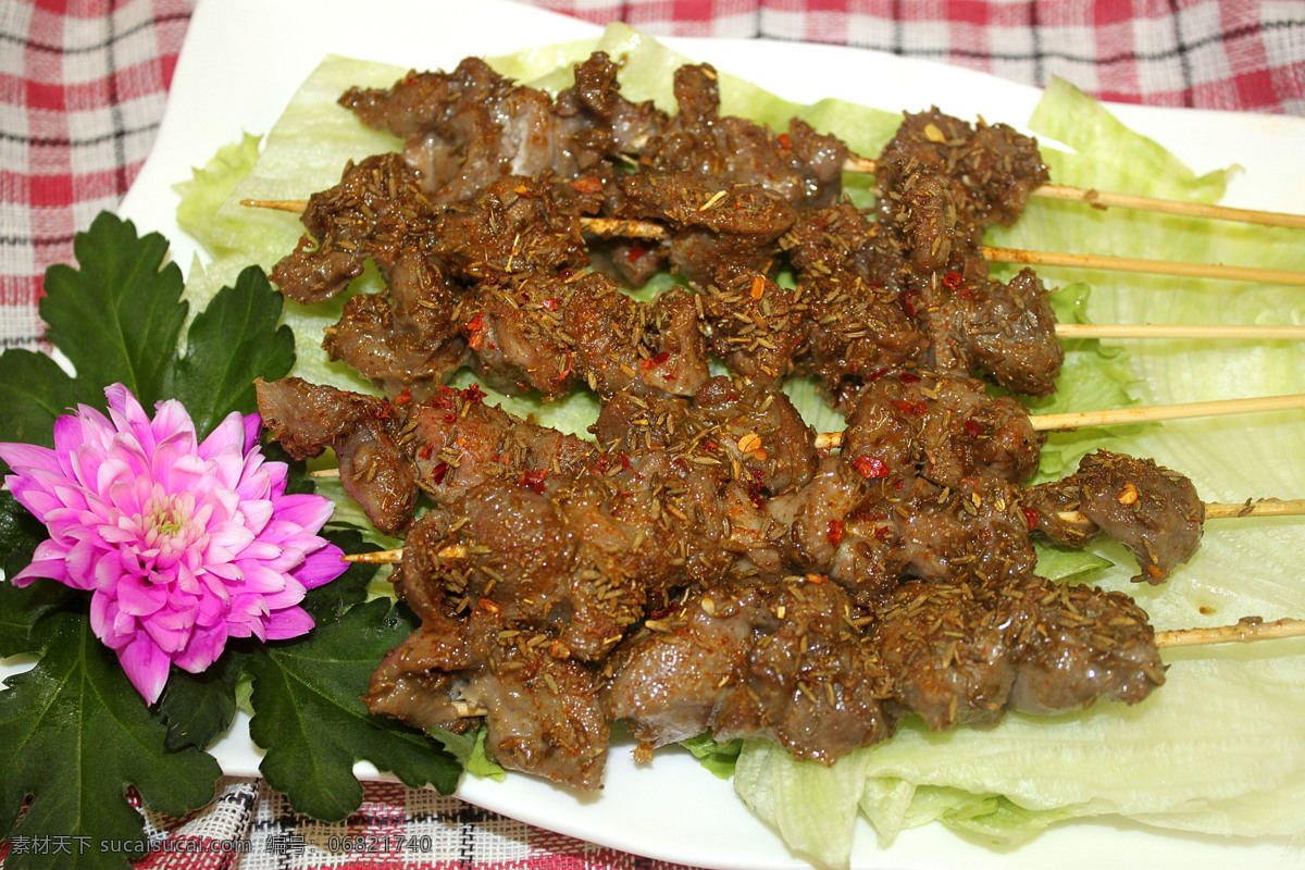 烤鸡胗 烧烤 烤串 肉串 餐饮美食 传统美食 菜谱 中餐 菜品图片