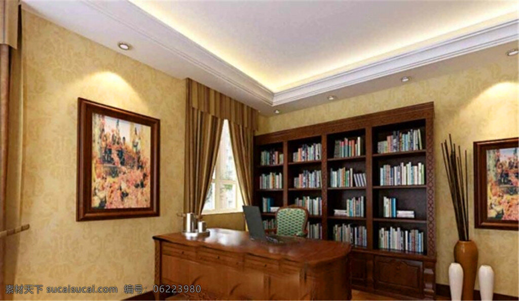 书房 室内设计 3d 模型 家居 家居生活 装修 室内 家具 装修设计 环境设计 效果图 max 书桌 书柜 背景墙