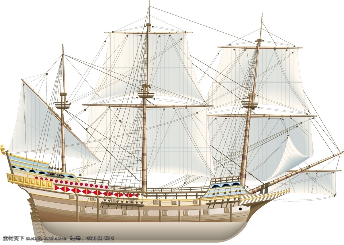 中世纪 轮船 帆船 海船 海运 矢量素材 矢量图 运输工具 现代科技