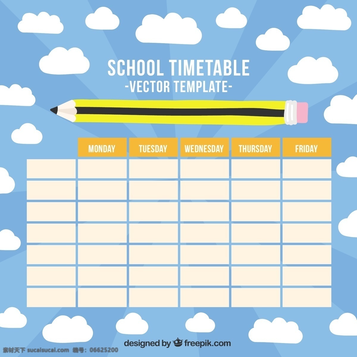 学校 时间表 手 拉 铅笔 日历 教育 模板 手绘 时间 数字 学习 计划 日期 日程 日记 日 画 周 组织者 白色