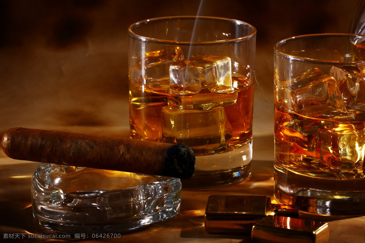 雪茄 威士忌 烟灰缸 洋酒 酒水 玻璃酒杯 玻璃杯子 酒类图片 餐饮美食