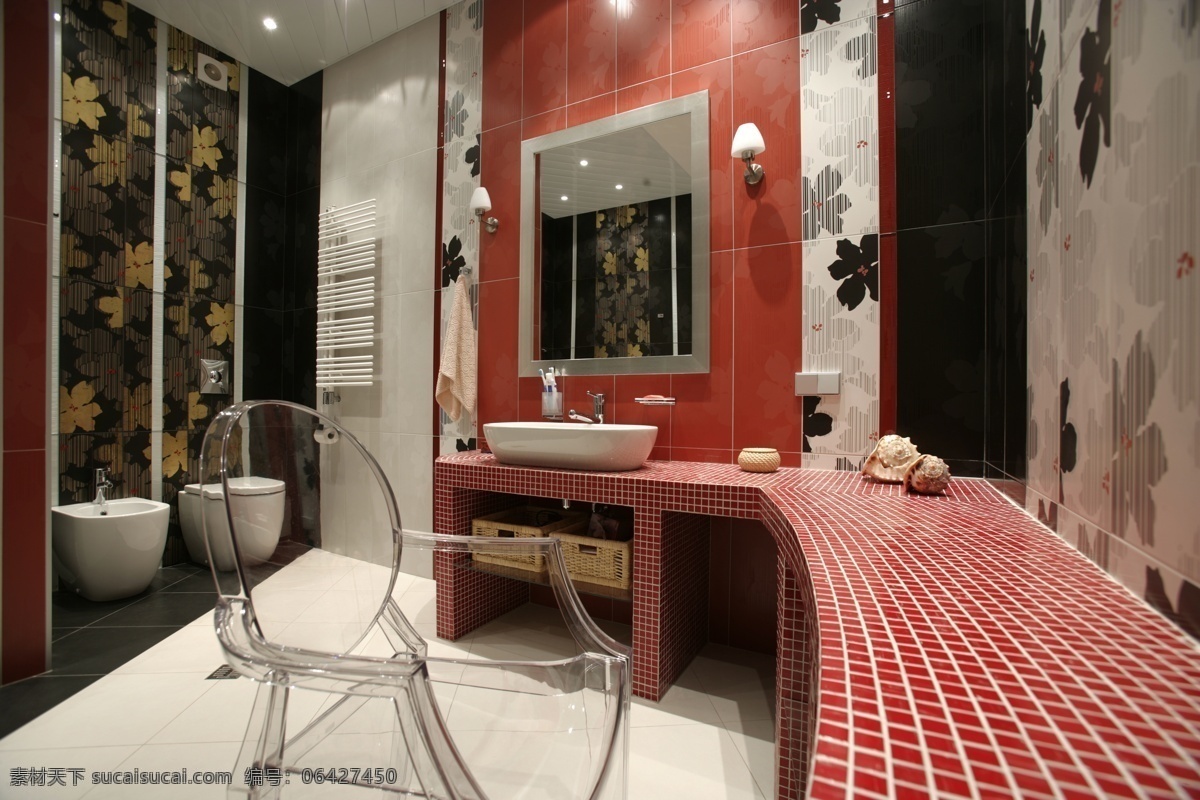 宽敞 卫生间 洗脸池 镜子 马桶 室内设计 环境家居
