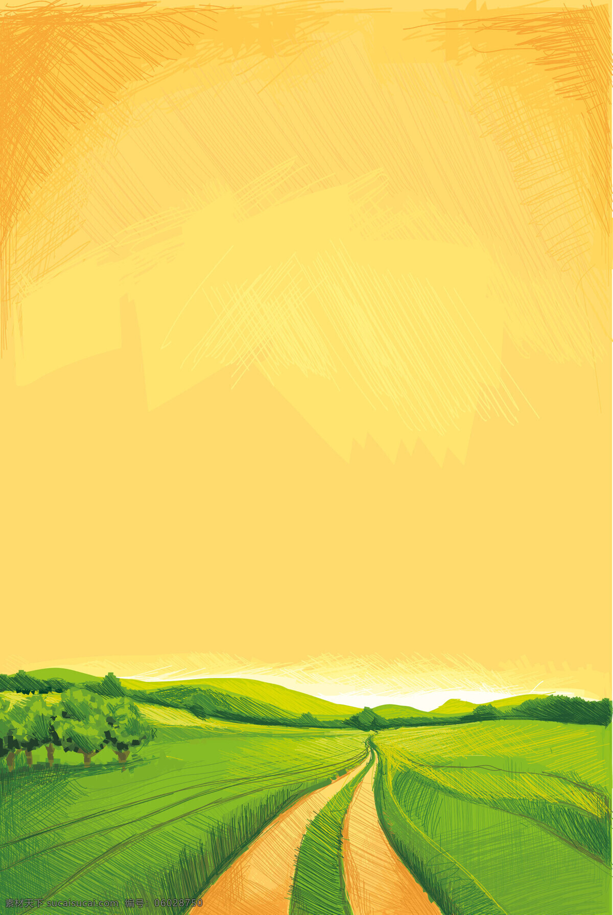 自然麦田背景 麦田 背景 黄色 绿色 自然 惬意 暖色 底纹边框 背景底纹